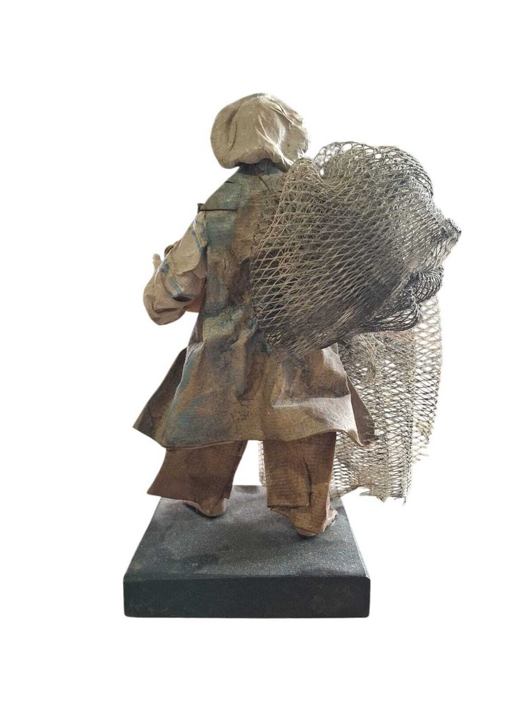 H. Gianfausto - Neapolitan nativity scene - Statue - Fisherman - 22.5 cm - Cartapesta, Terracotta, Textile - 1950-1960 #1.0