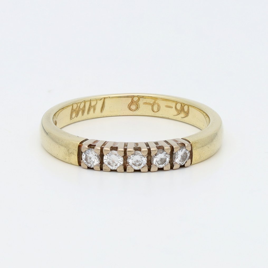 Δαχτυλίδι - 14 καράτια Λευκός χρυσός, Κίτρινο χρυσό Διαμάντι (Φυσικό)  - Rij ring #1.0