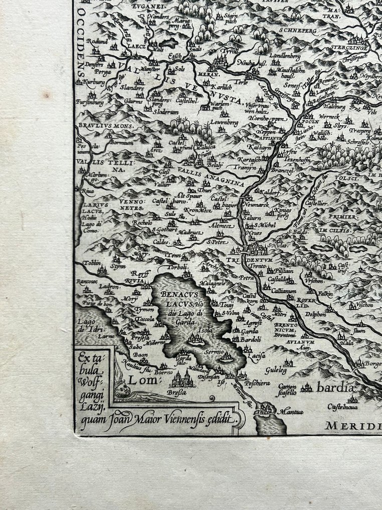 Italy - Trento, Innsbruck, Merano, Bolzano, and Brenner; Wolfgang Lazius (1514–1565) - Rhetiae Alpestris Descriptio, in qua hodie Tirolis Comitatus - 1581-1600 #3.2