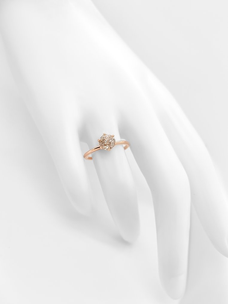 Fără preț de rezervă - Inel - 14 ct. Aur roz - 1.06ct. tw. Diamant (Colorat natural) - Certificat IGI #4.3