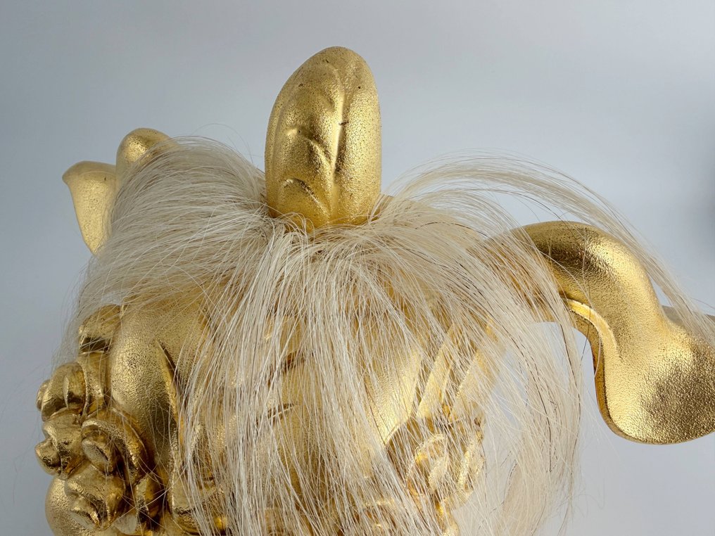 Ιαπωνισμός Σίντο · Κεφάλι λιονταριού SHISHI, ξύλινο γλυπτό με χρυσή βαφή. - Kamo Banzai - Object shinto - Shōwa period (1926-1989) #2.1