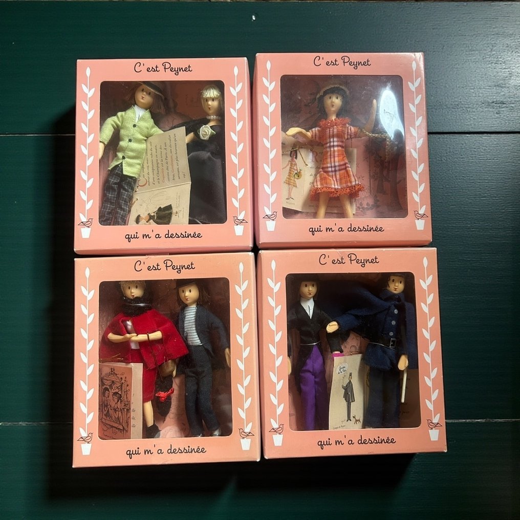 Atlas Editions, under official Peynet  - Doll Set of 4 “Les Poupées de Peynet” Collector Boxes – Atlas Editions 2007 – Coquetèle & Gentleman, - 2000-2010 - France #1.0