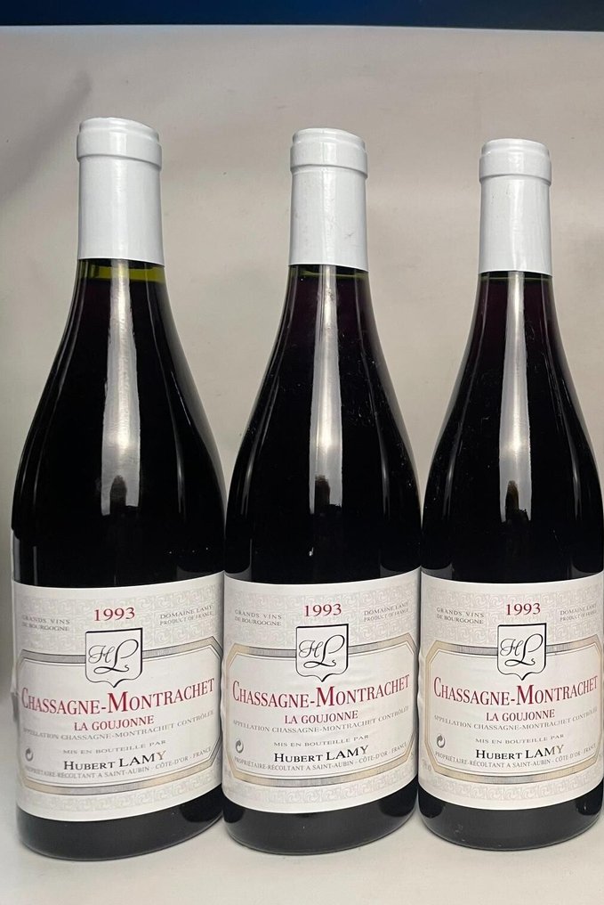 1993 Hubert Lamy "La Goujonne" - Chassagne-Montrachet - 3 Flasker (0,75 L) #1.0