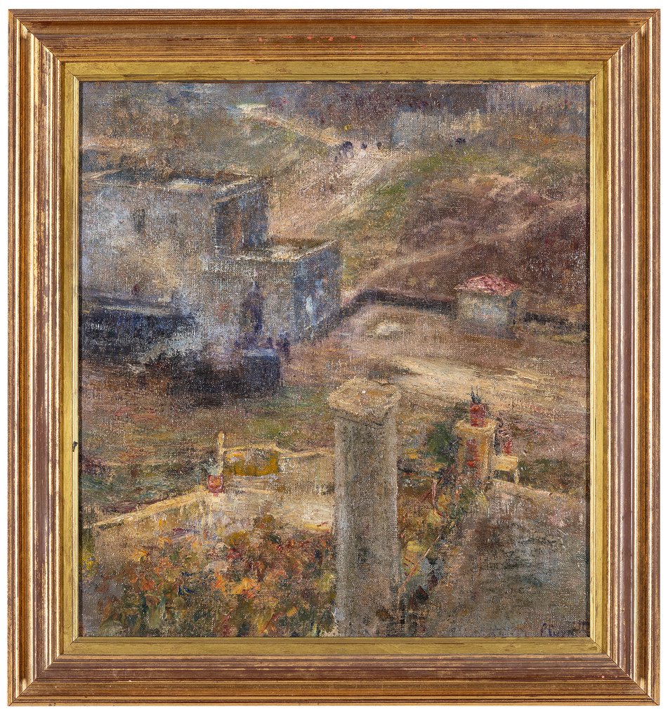 Pietro Scoppetta (1863 – 1920) - Paesaggio di campagna - NO RESERVE #1.0
