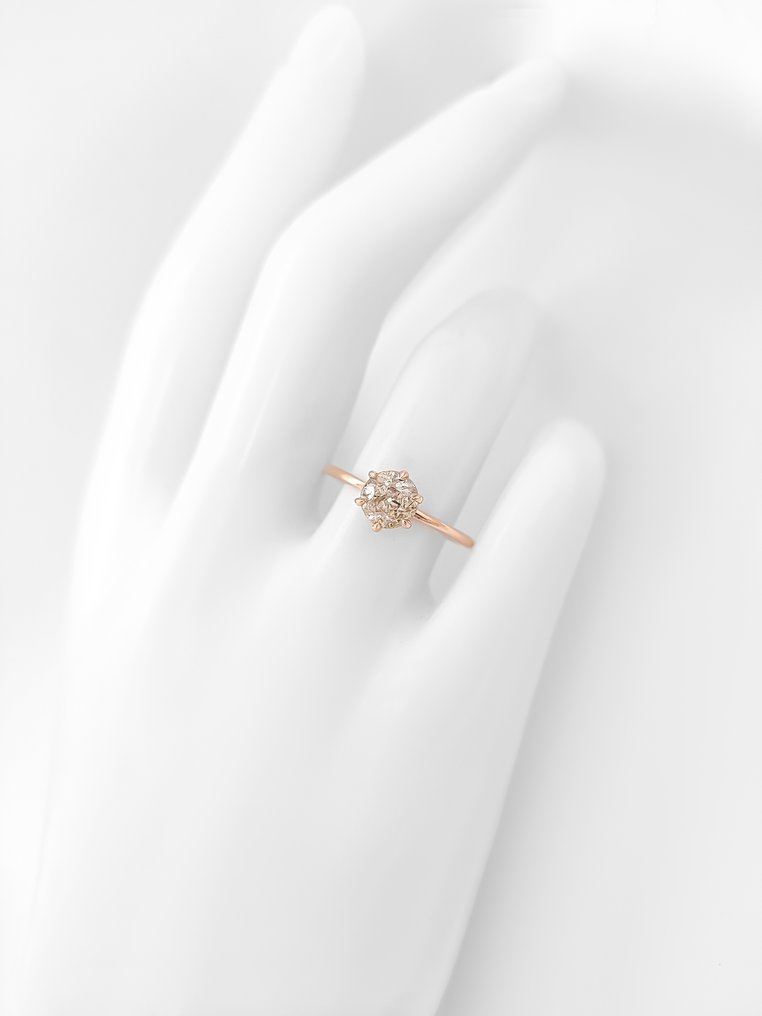 Fără preț de rezervă - Inel - 14 ct. Aur roz - 1.06ct. tw. Diamant (Colorat natural) - Certificat IGI #3.2