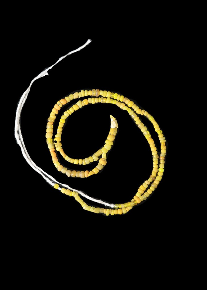 Αρχαία Ρωμαϊκή Κίτρινο γυαλί Κολιέ με χάντρες  (χωρίς τιμή ασφαλείας) #2.1