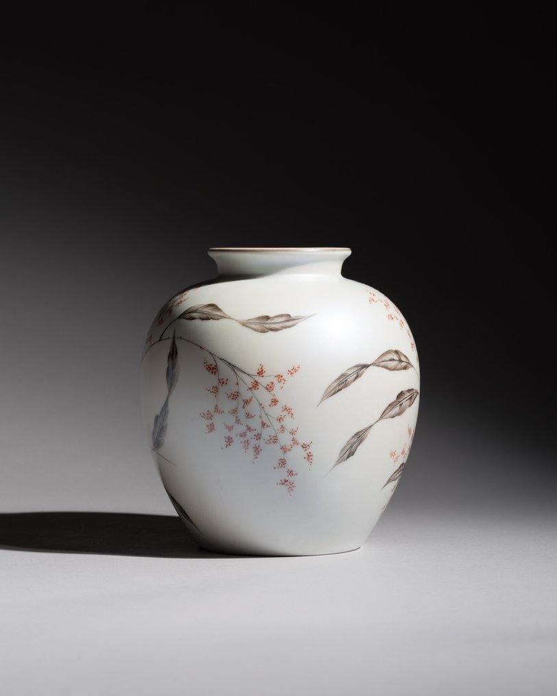 Rosenthal - Fritz von Stockmayer - 花瓶 - 手绘并签名的FvS珍珠色与天鹅绒触感 - 瓷器 - 丝滑釉面杏仁 #2.1