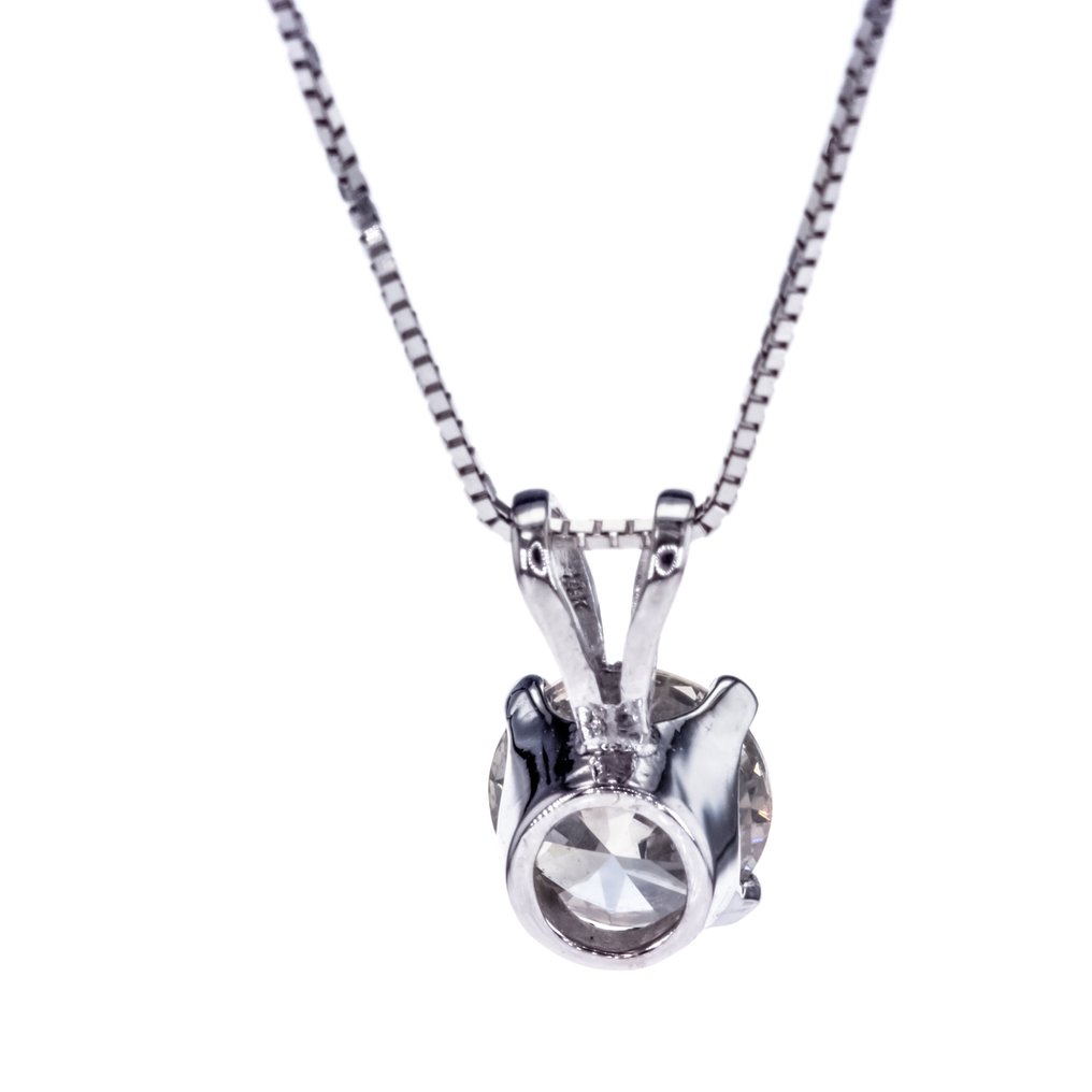 没有保留价 - 吊坠项链 - 14K包金 白金 -  1.03ct. tw. 钻石 (天然) #3.2