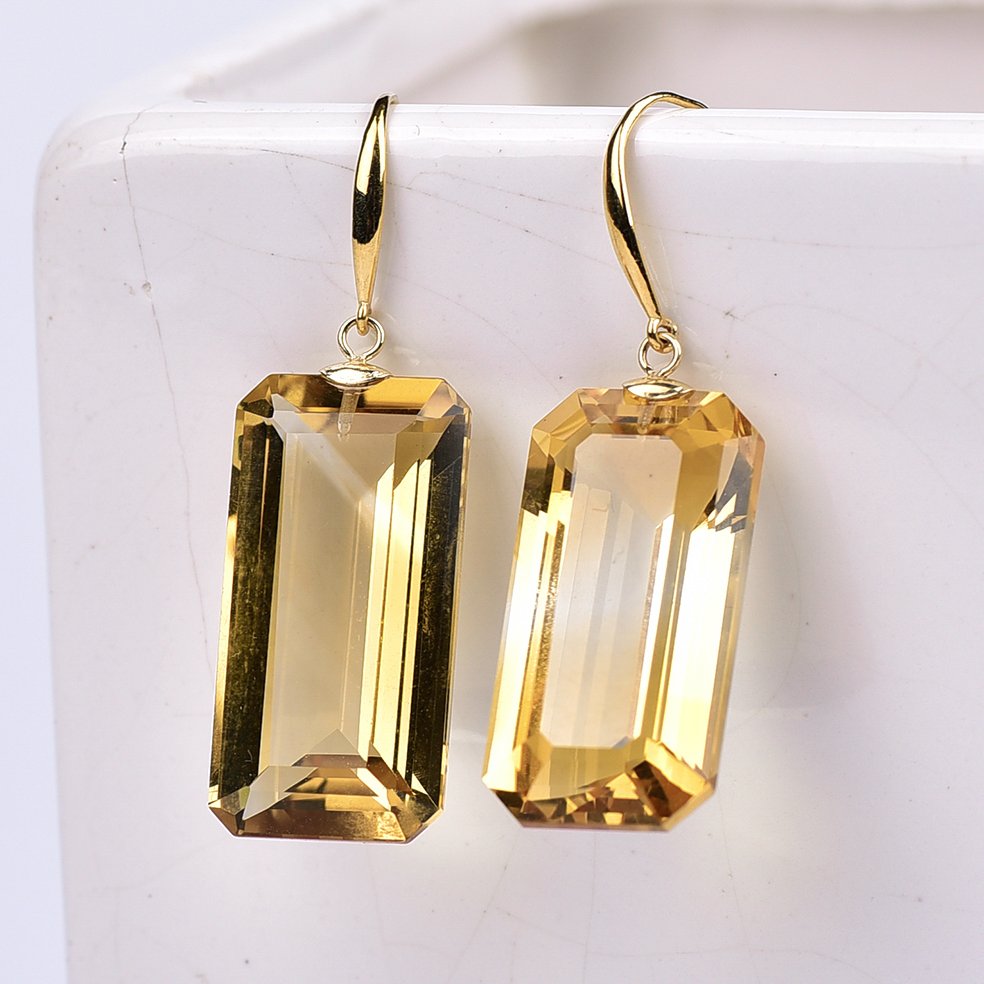 χωρίς τιμή ασφαλείας - Σκουλαρίκια - 18 καράτια Κίτρινο χρυσό Κιτρίνης - ALGT Πιστοποιημένο #1.0