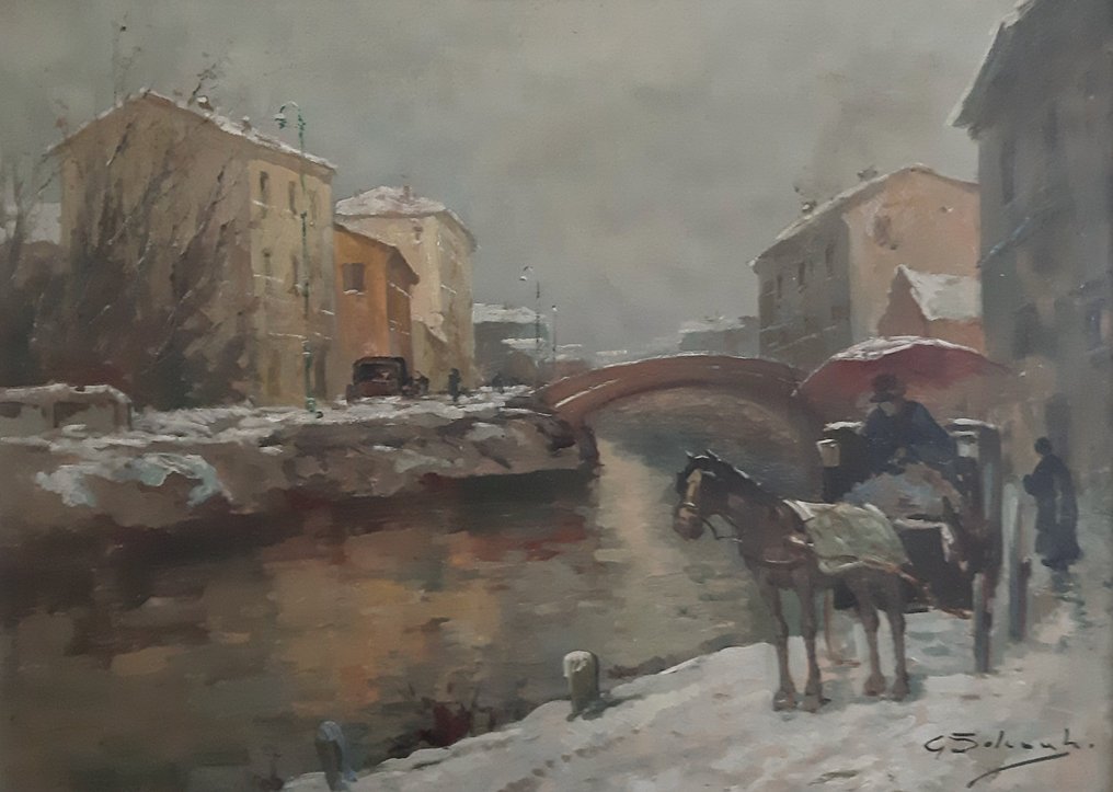 Giuseppe Solenghi​ (1879-1944) - Neve a Milano #1.0