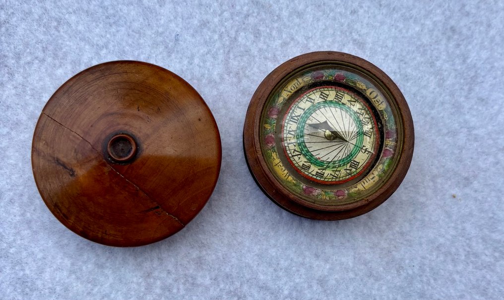  Relógio de sol - hout glas - Alemanha - 1750-1800 - Compasso horizontal em caixa de madeira #2.1