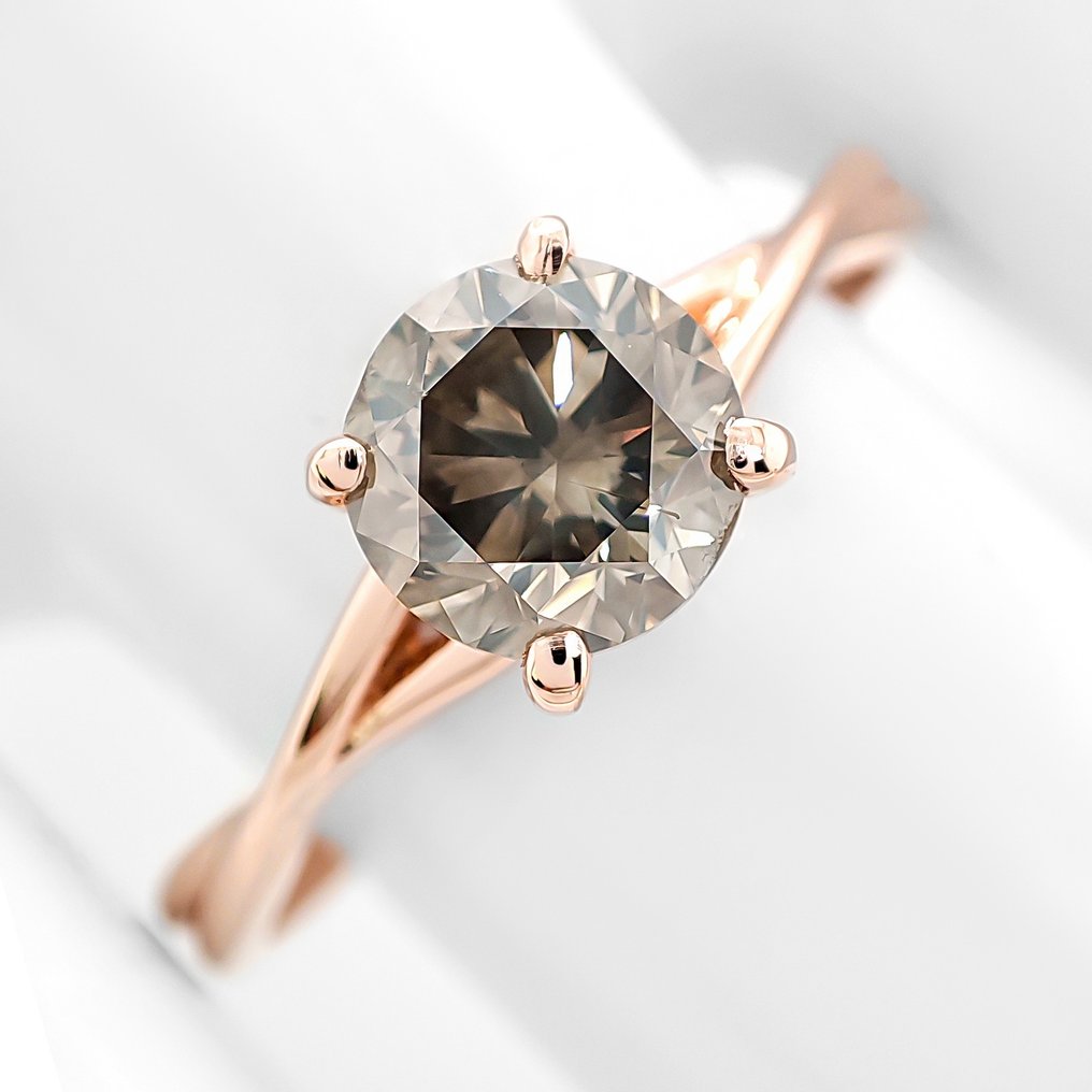 χωρίς τιμή ασφαλείας - Δαχτυλίδι - 14 καράτια Ροζ χρυσό - 1.03ct. tw. Διαμάντι (Φυσικού χρώματος) - Πιστοποιητικό IGI #1.0