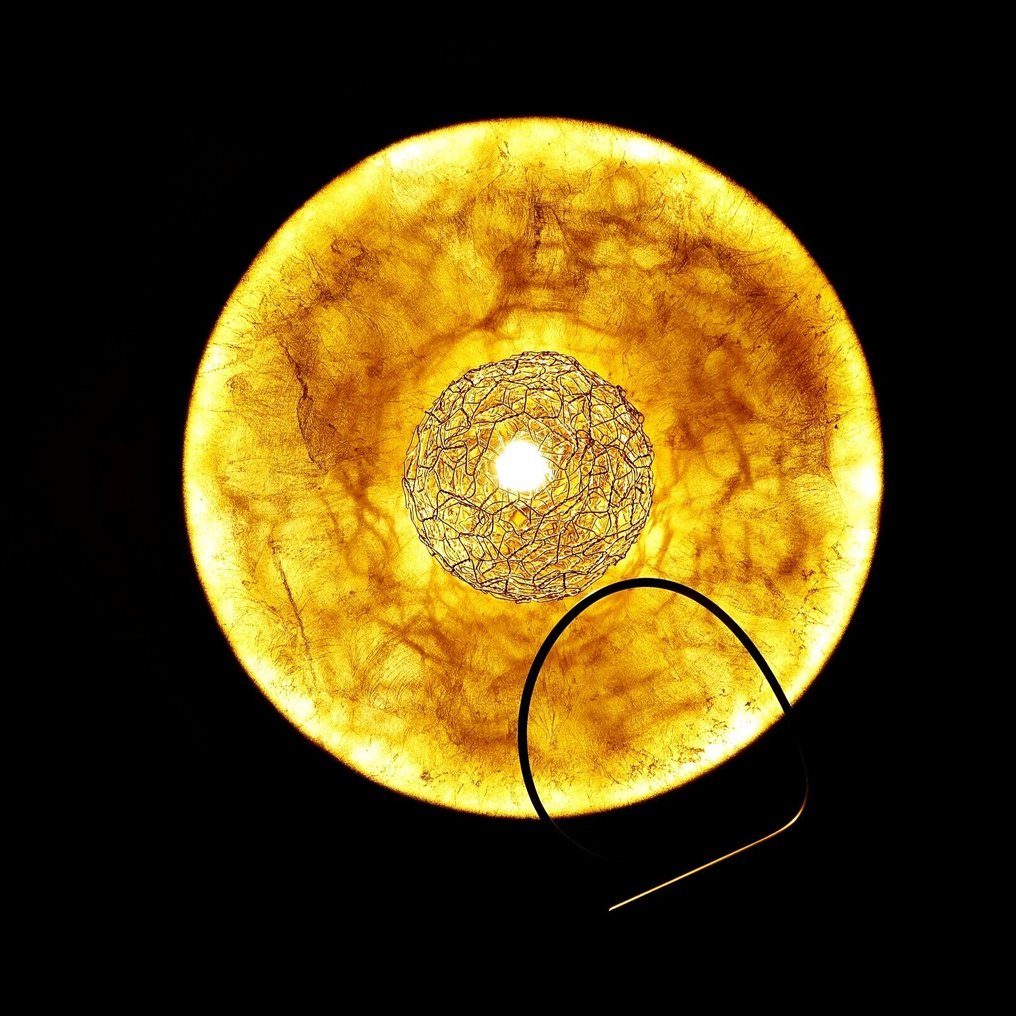 Minitallux - Marco Pagnoncelli - Padella - Plafondlamp - Rara wand- of plafondlamp model 'Padella' - Staal, Messing, Glas, goudblad #1.0