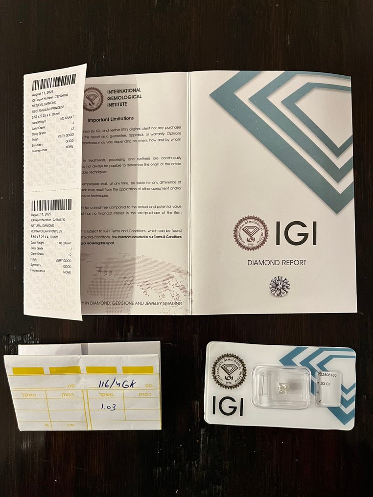 1 pcs Diamond  (Natural)  - 1.03 ct - Square - J - I2 - International Gemological Institute (IGI) #1.0