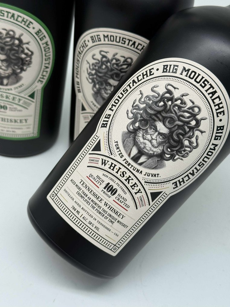 Big Moustache 100 Proof Tennessee x2 - 90 Proof Rye - 700ml - 3 bottles #2.1