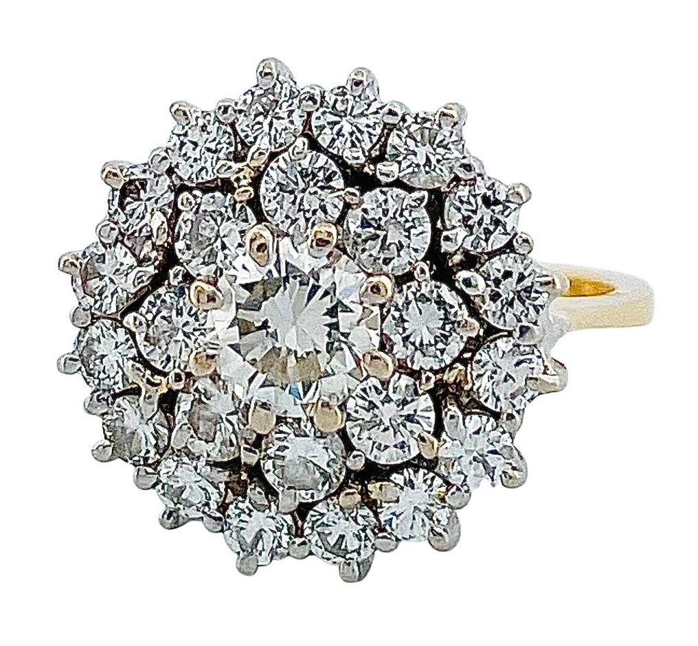 戒指 - 18 克拉 黃金, 白金 鉆石 (天然) #2.1