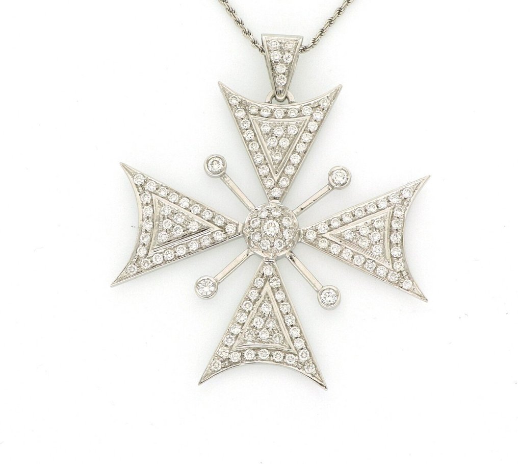 没有保留价 - 吊坠项链 - 18K包金 白金 -  5,24ct. tw. 钻石 (天然)  #1.0