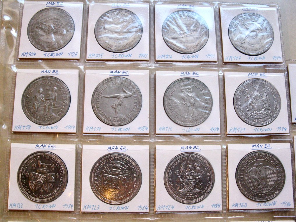 Isle of Man. 40 Different Crowns 1972-1988 all high quality #1.0