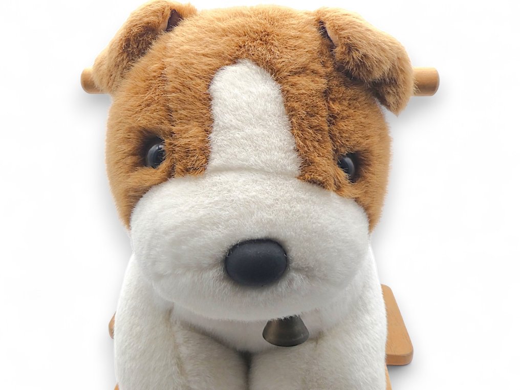 Homcom - Toy "Cane a Dondolo", XXL (65 cm) in Peluche con Base in Legno Levigato a Mano - 1980-1990 #4.3