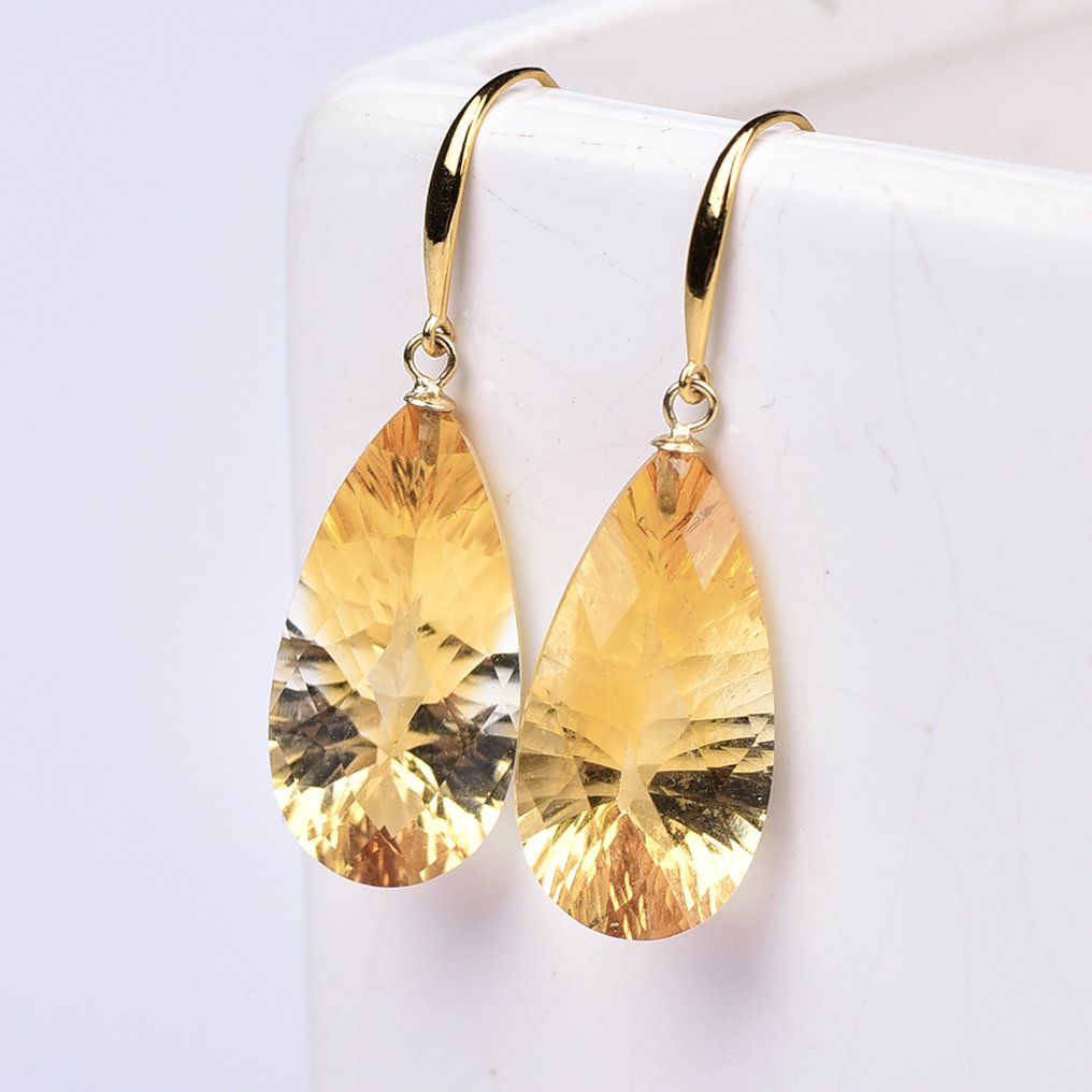 Sans Prix de Réserve - Boucles d'oreilles - 18 carats Or jaune Citrine - ALGT certifié #1.0