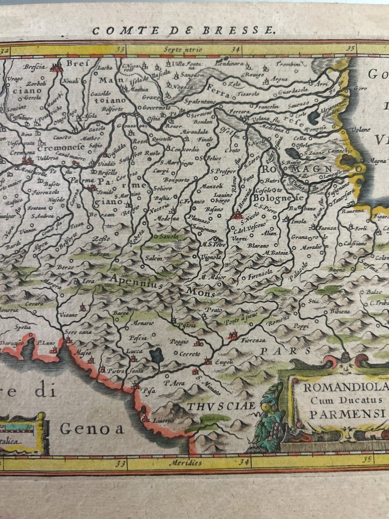 Italy - Romagna + Western Emilia + Duchy of Parma; Abraham Ortelius (1527–1598) - ROMANDIOLA cum Ducatus Parmensi - 1601-1620 #4.3