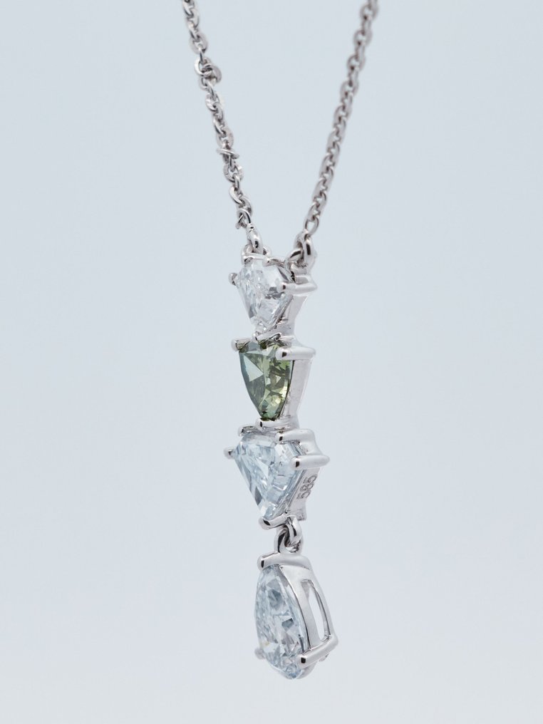 没有保留价 - 项链 - 14K包金 白金 - 1.73ct. tw. 钻石 (彩色实验室培育钻石) - 钻石 #4.3