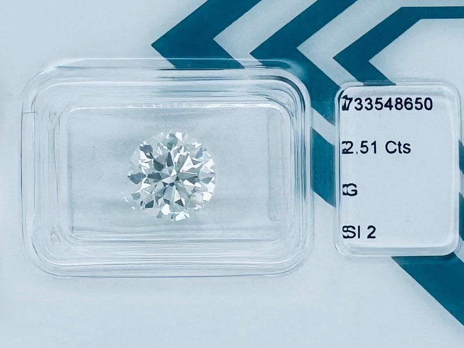 Nincs minimálár - 1 pcs Gyémánt (Természetes) - 2.51 ct - Kerek - G - SI2 - Nemzetközi Gemmológiai Intézet (IGI) #2.1