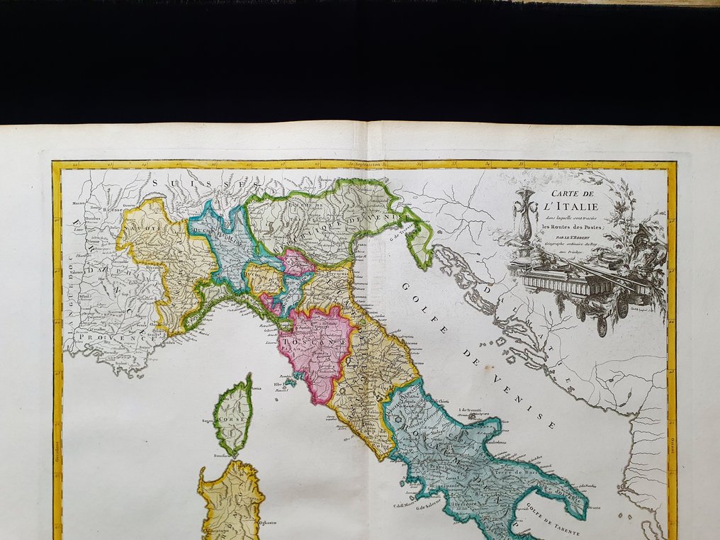 Europe - Italy / Sicily / Sardinia / Lombardy / Campania / Puglia; Robert de Vaugondy - Carte de l'Italie , 1758 - 1751-1760 #2.1