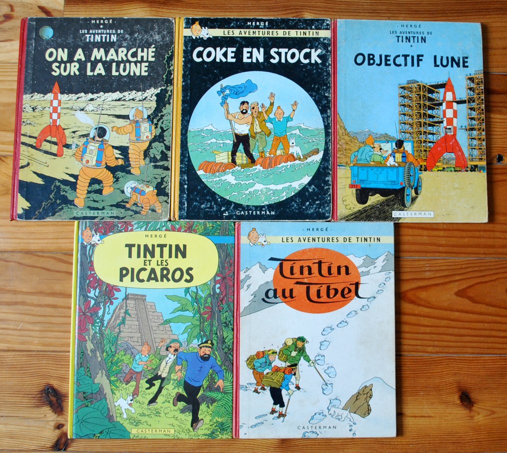 Tintin - Ensemble de 5 albums - First edition/reprint #1.0