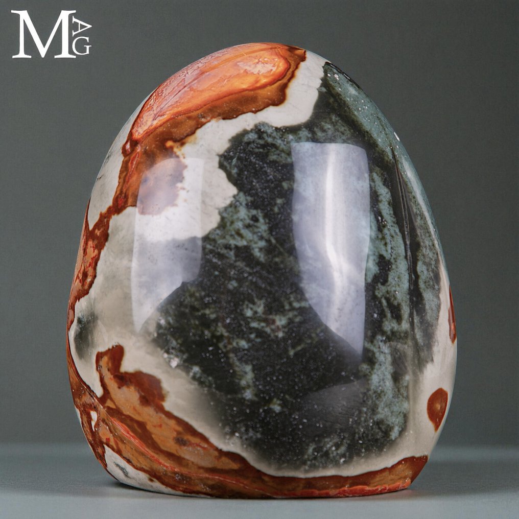 Policrhome Jasper - Extraordinary Natural Deep Colors - First Quality Madagascar Jasper – Ornamental - Height: 120 mm - Width: 94 mm- 1512 g #4.3