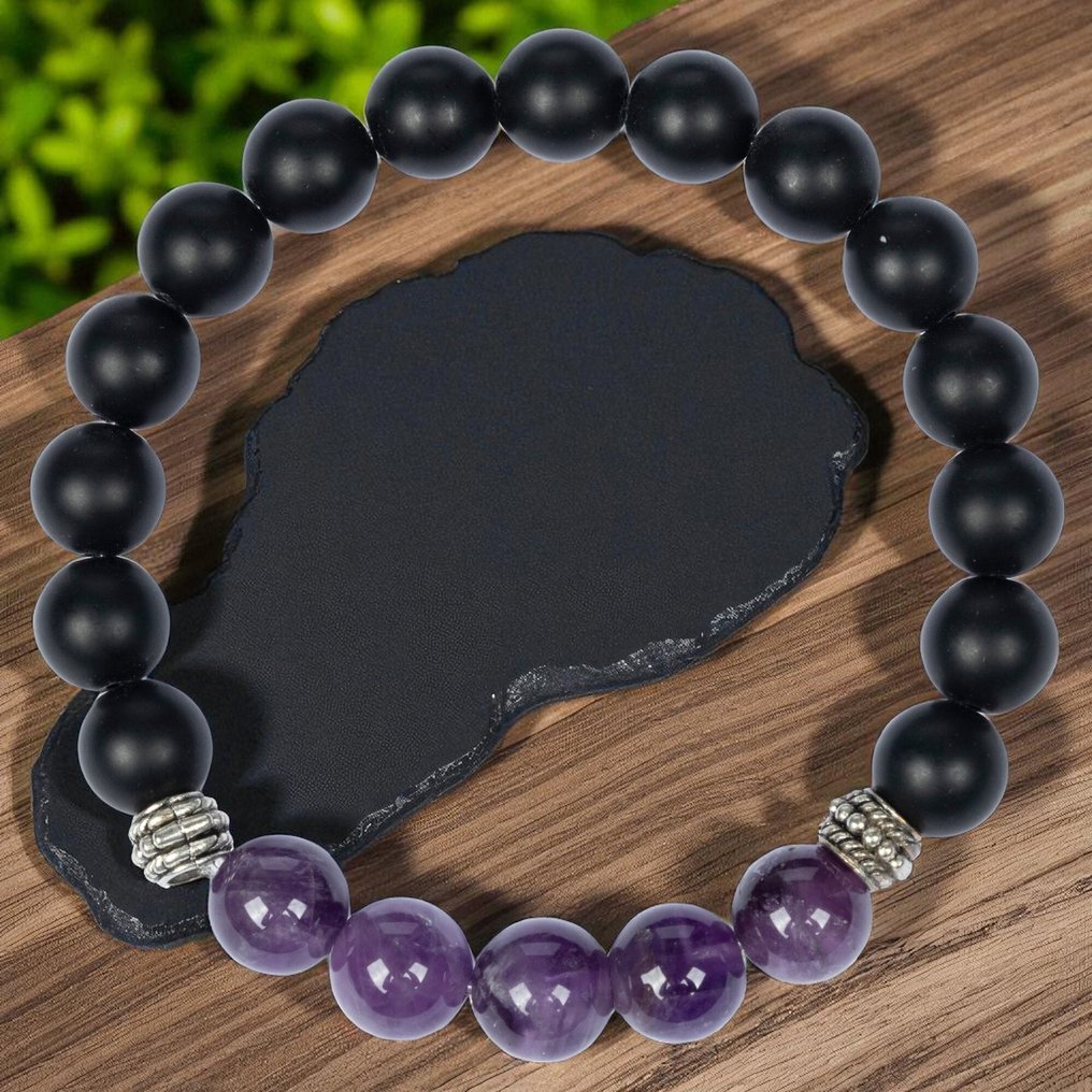 La Vitalità: Lumină și Umbra Ametist și Onix Negru – Eleganță și Protecție - Înălțime: 75 mm - Lățime: 57 mm- 34 g #3.2