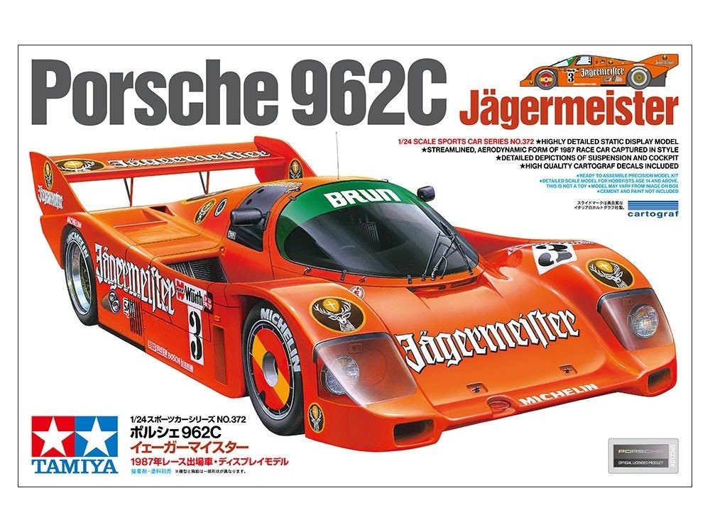 Tamiya 1:24 - Σπορ αυτοκίνητο μοντελισμού - 1/24 SCALE PORSCHE 962C JAGERMEISTER #1.0