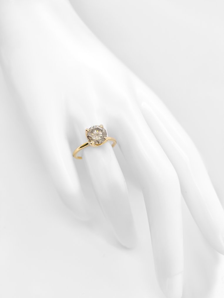 Sans Prix de Réserve - Bague - 14 carats Or jaune - 1.62ct. tw. Diamant (Couleur naturelle) - Certificat IGI #4.3