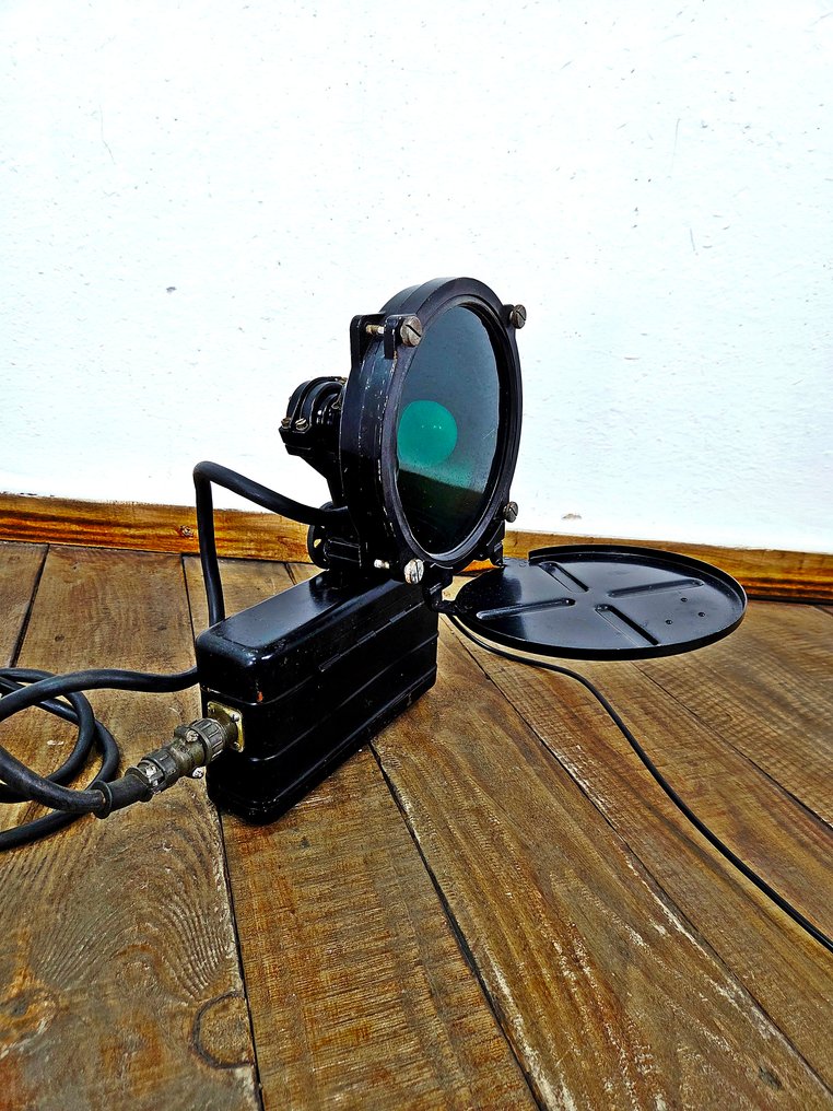 落地灯 - 钢 - 军用灯，转换为E27，绿色玻璃 #4.3