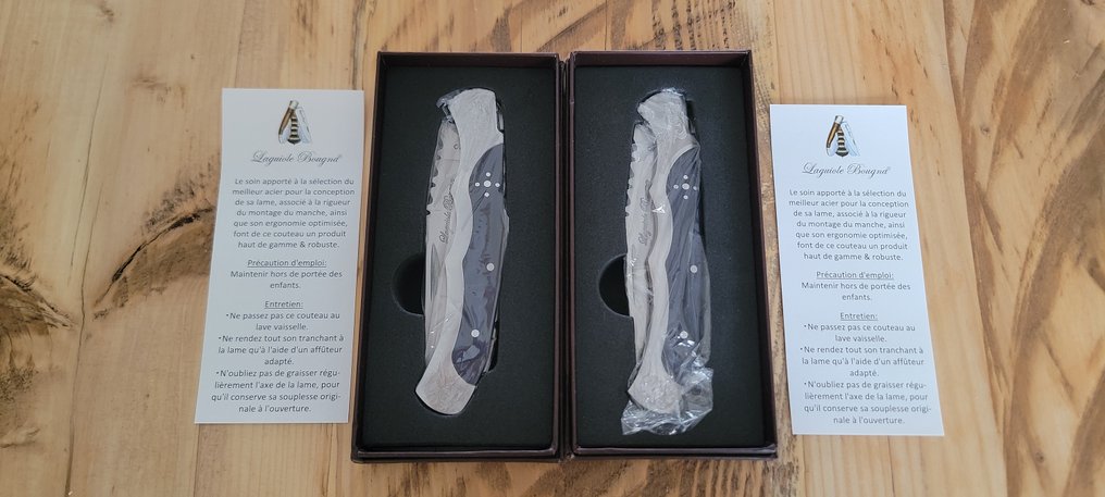 Laguiole Bougna - Servizio di coltelli da tavola - Acciaio - Due coltelli da tasca #1.0