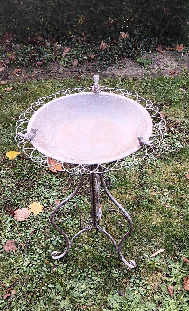  鸟浴盆 - 铁 - 鸟类饲料/饮水器。 #1.0