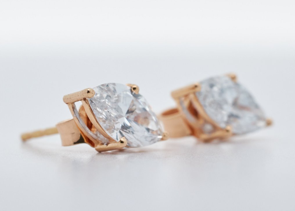 χωρίς τιμή ασφαλείας - Σκουλαρίκια - 14 καράτια Κίτρινο χρυσό -  1.54ct. tw. Διαμάντι (Εργαστηριακής καλλιέργειας) - Διαμάντι #1.0