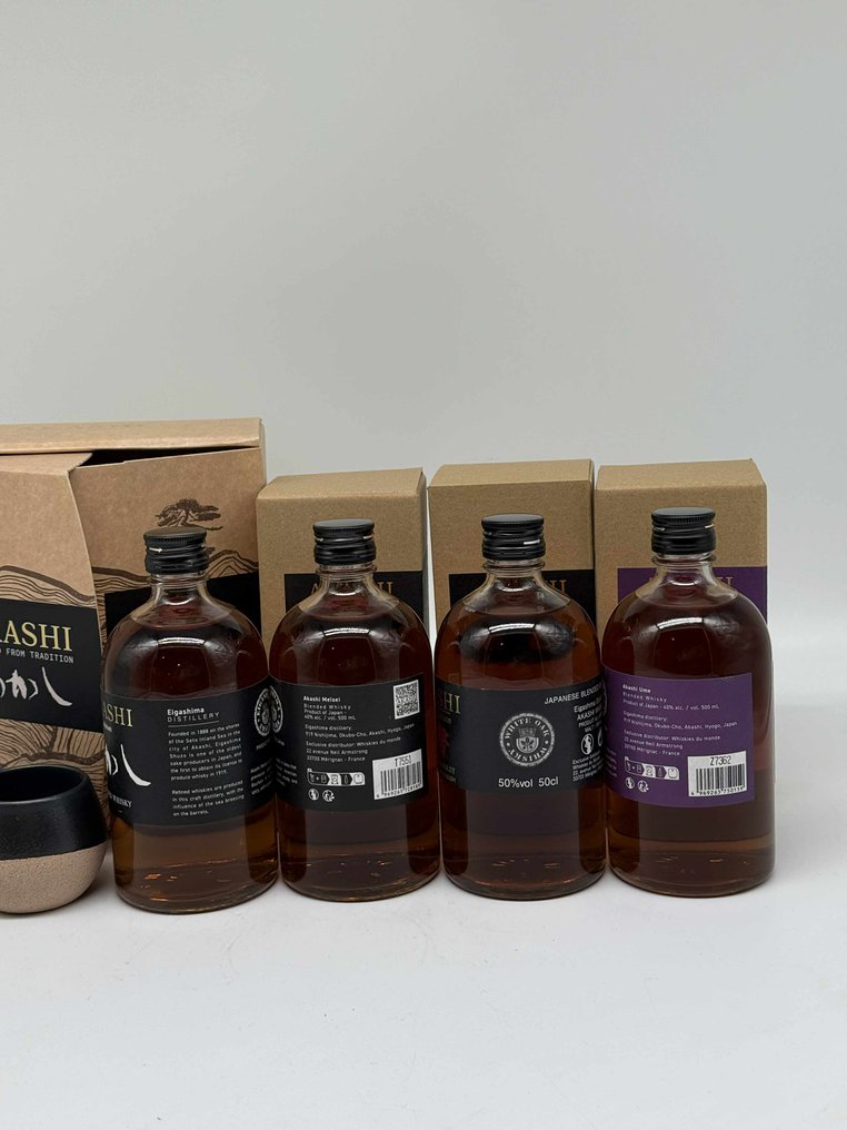 Akashi Ume, Meïsei Deluxe, Meisei & Meisei gift set with 2 glasses  - 50cl - 4 bottiglie #3.2