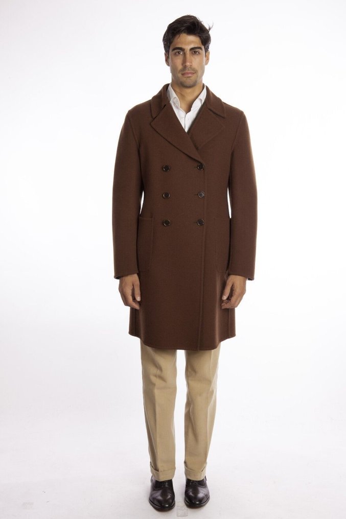 BELVEST RRP 2640€ REVERSIBLE Brown / Green Wool Coat - 50 IT - Coat - New with tags #1.0