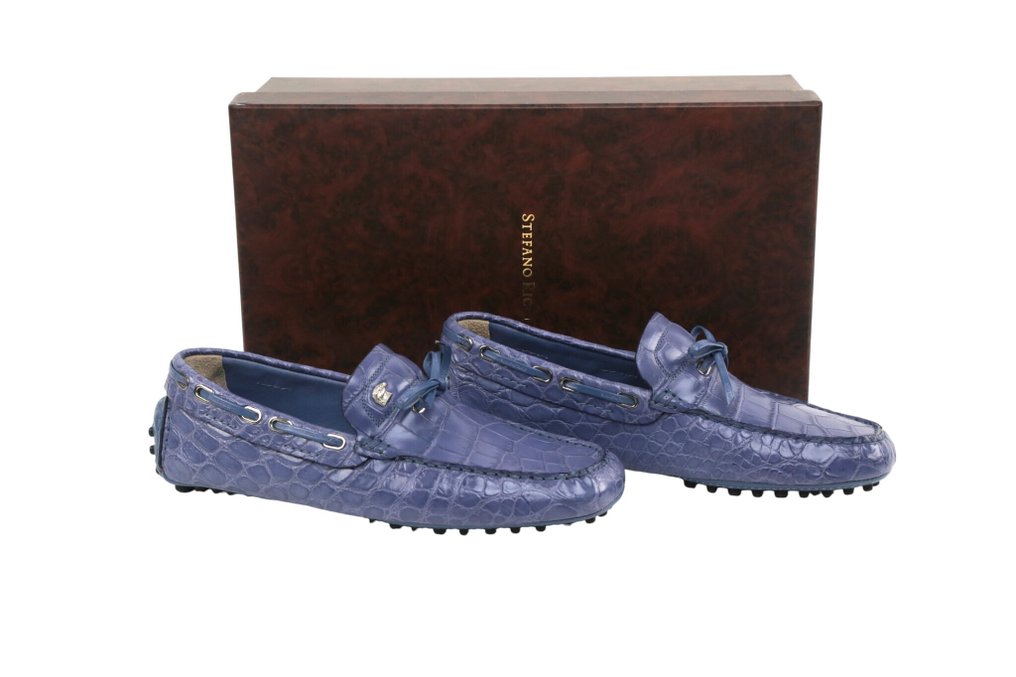 STEFANO RICCI RRP 3950€ Alligator Driving Loafers – Lilac 100% Alligator Leather 8 UK - Mocassins - Size: EU 42 - New in box #1.0