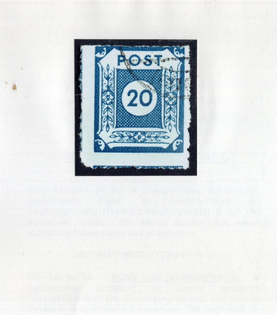 Allied Occupation - Germany (Soviet zone) 1945 - East Saxony separation Seiffen 20 Pf. with certificate - Michel 48 L #3.2