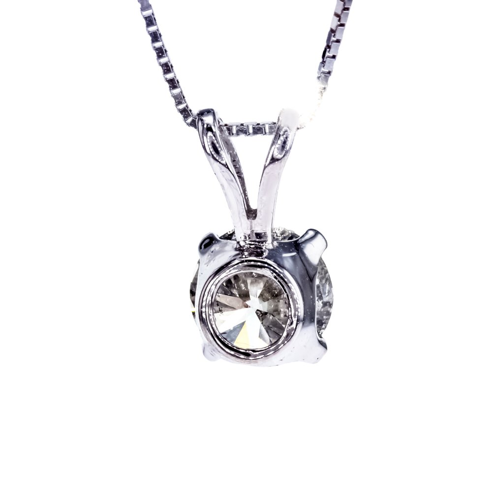 Sem preço de reserva - Colar com pingente - 14 K Ouro branco - 1.03ct. tw. Diamante (Natural) #4.3