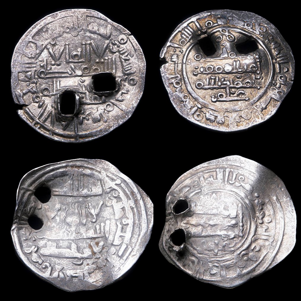 Caliphate of Córdoba. Hisam II. Dirham Al-Andalus, Amir en reverso / Tamliy en anverso y Amir en reverso. Lote de 2 monedas  (No reserve price) #1.0