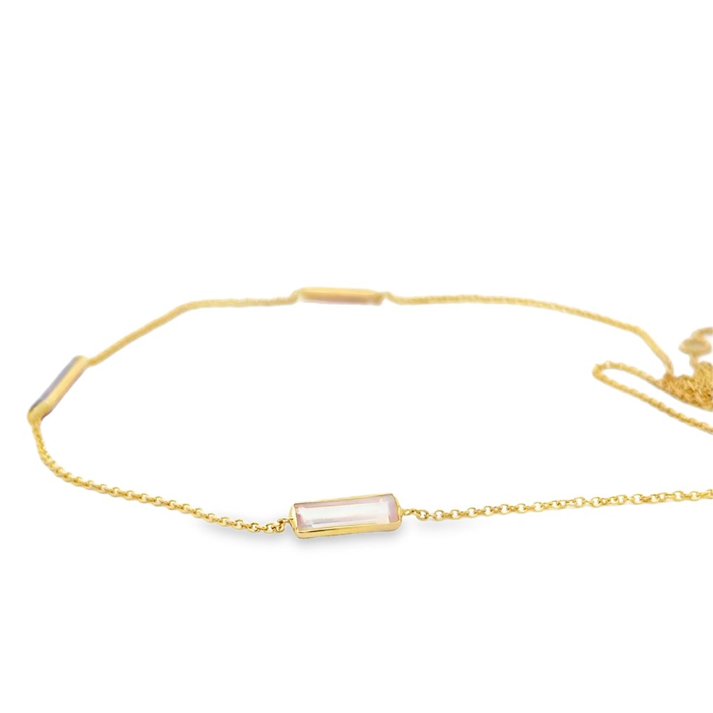 沒有保留價 - 頸鏈 - 14 克拉 黃金 -  2.00ct. tw. 紫水晶 - 石英 - 粉色石英 #3.2