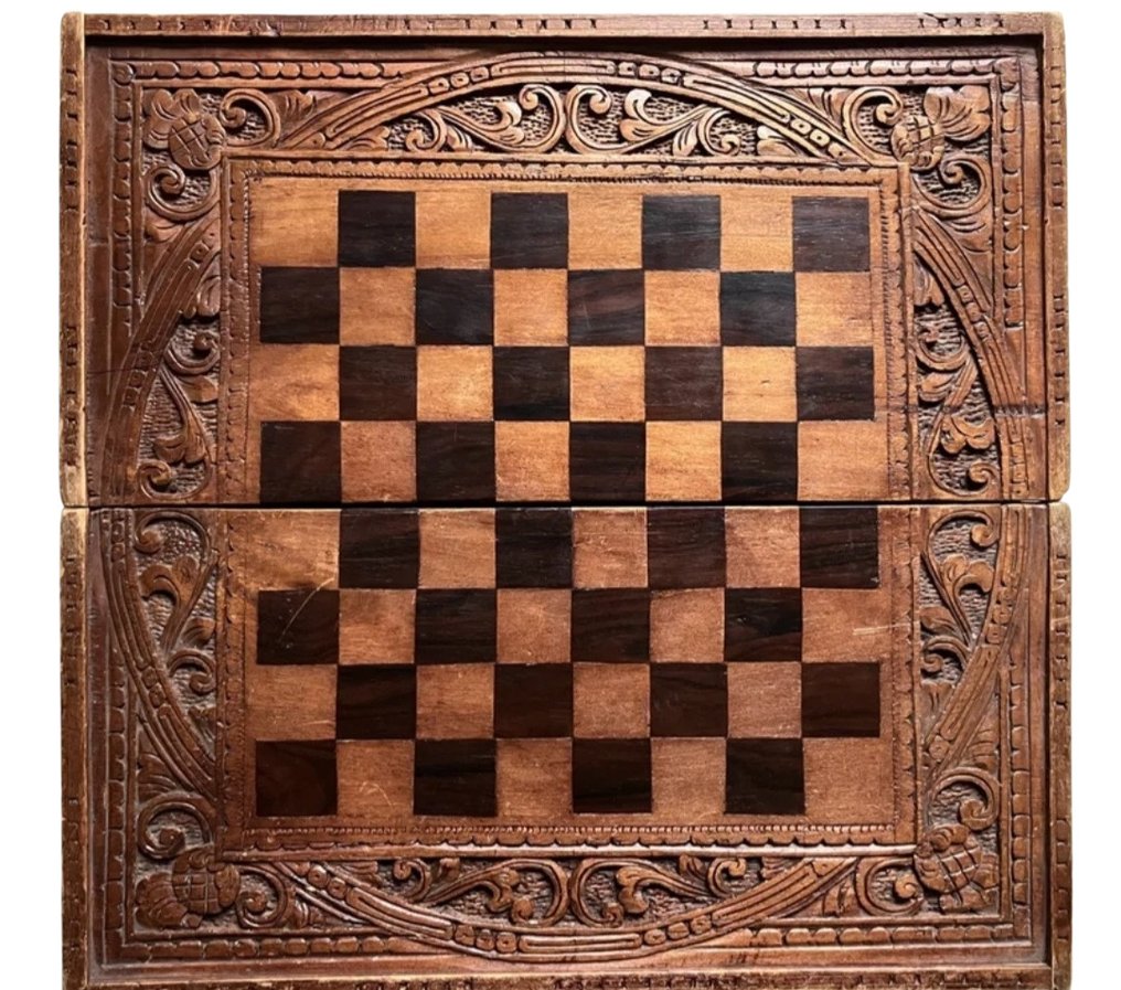 Set di scacchi - Ajedrez y Backgammon de madera tallada - Legno #1.0