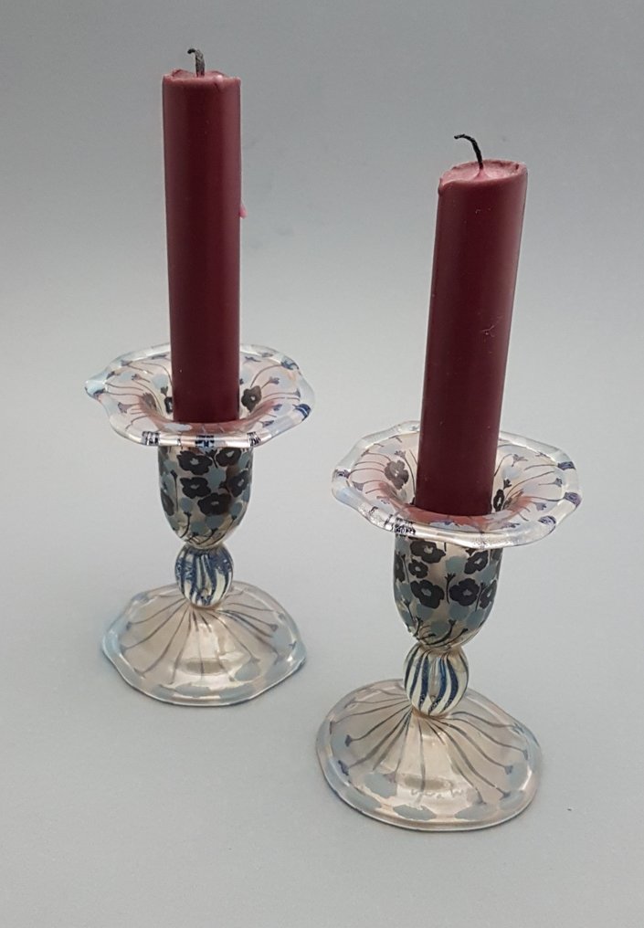 Vera Walther - Ljusstake (2) - Glas - Arte Nova / Jugendstil #1.0