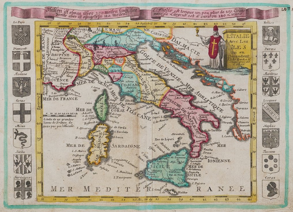 Italy - Italia; Elias Baeck - L'Italie Avec les Iles - 1721-1750 #1.0