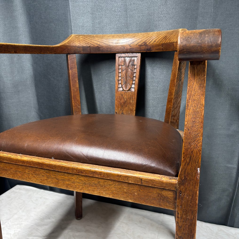 Chair - Wood, Leather - Office chair - Art Deco #3.2