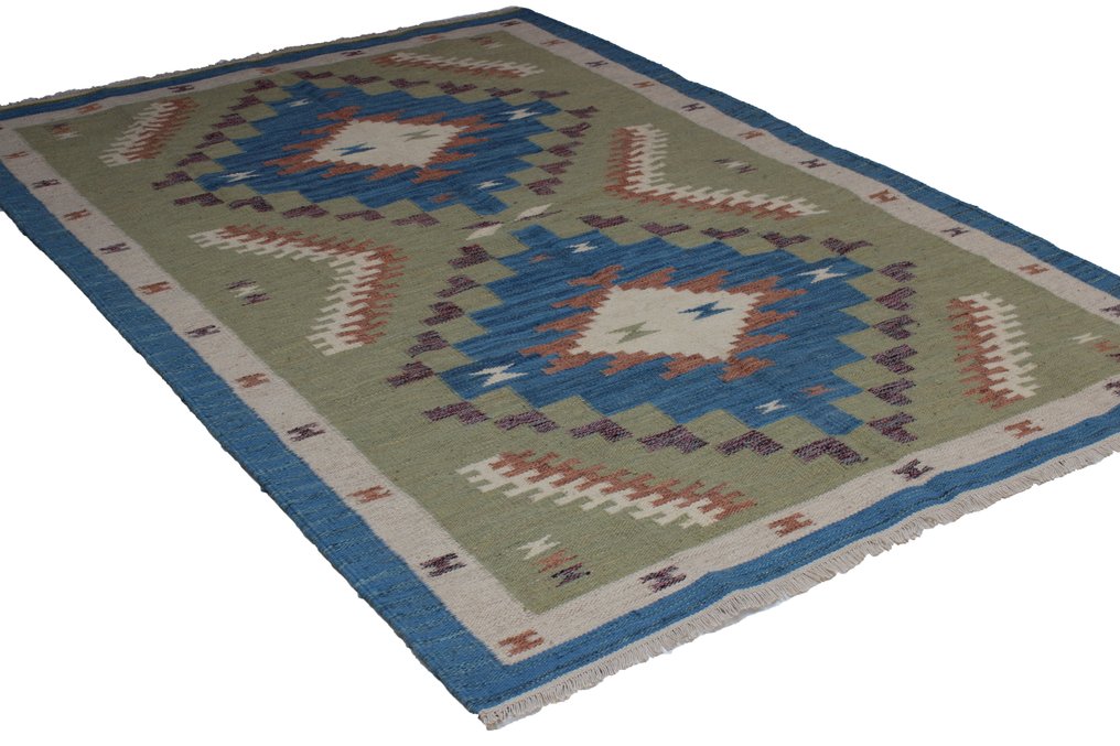 花毯 - 274 cm - 182 cm - 现代设计师基里姆 #2.1