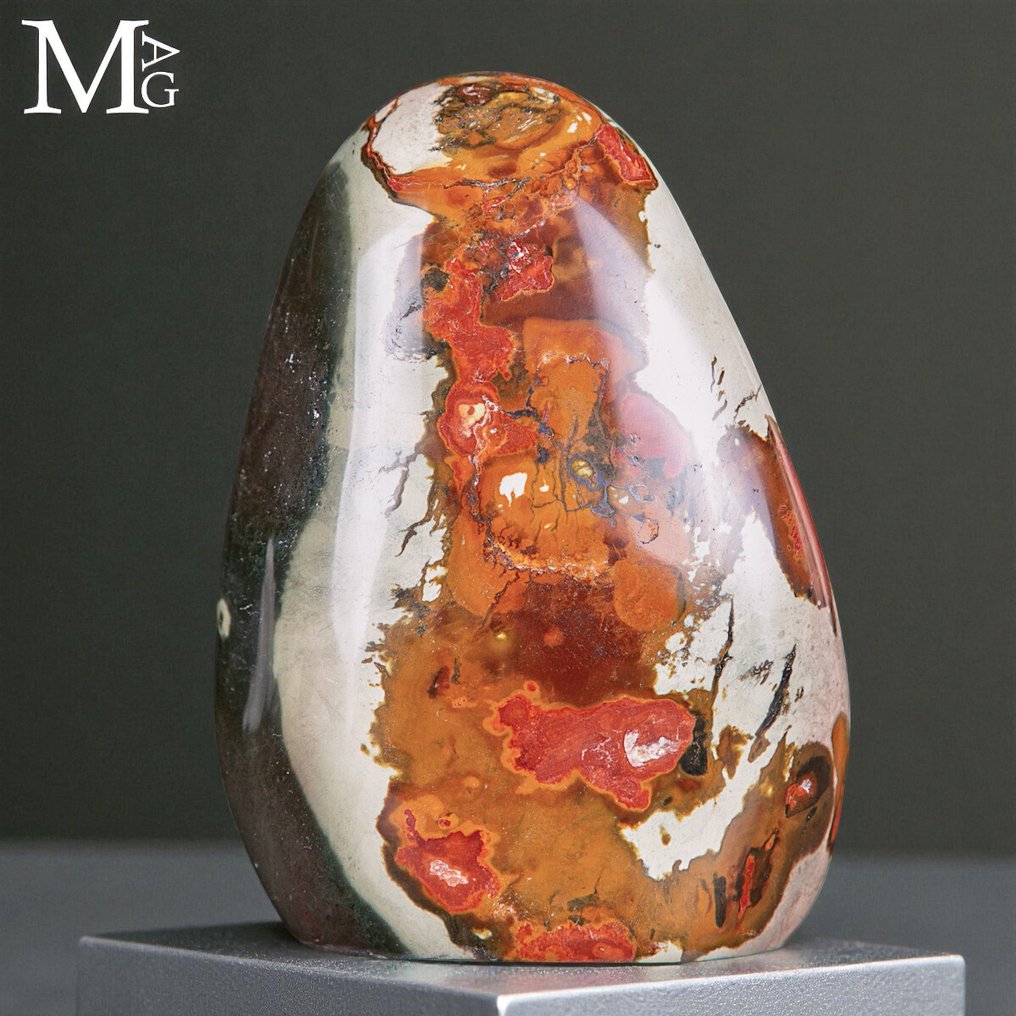 Policrhome Jasper - Εκπληκτικά φυσικά βαθιά χρώματα - Πρώτης ποιότητας Jasper από τη Μαδαγασκάρη – - Ύψος: 128 mm - Πλάτος: 94 mm- 1324 g #1.0